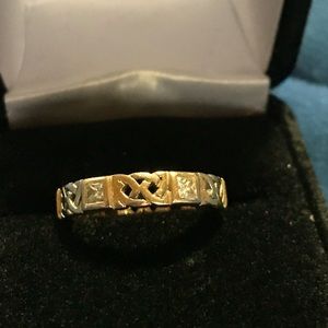 14K Solid Gold Celtic Knot Diamond Eternity Band Ring